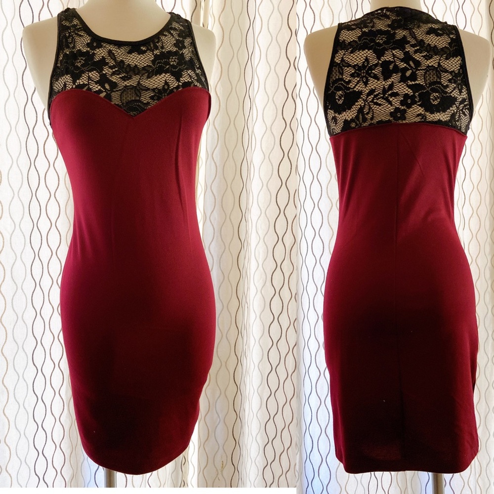 Burgundy tight mini dress